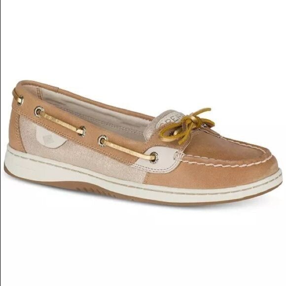 Sperry Top-Sider Angelfish Gold Leather Casual Boat Shoes Slip-On Loafers Size 7 - Picture 1 of 12